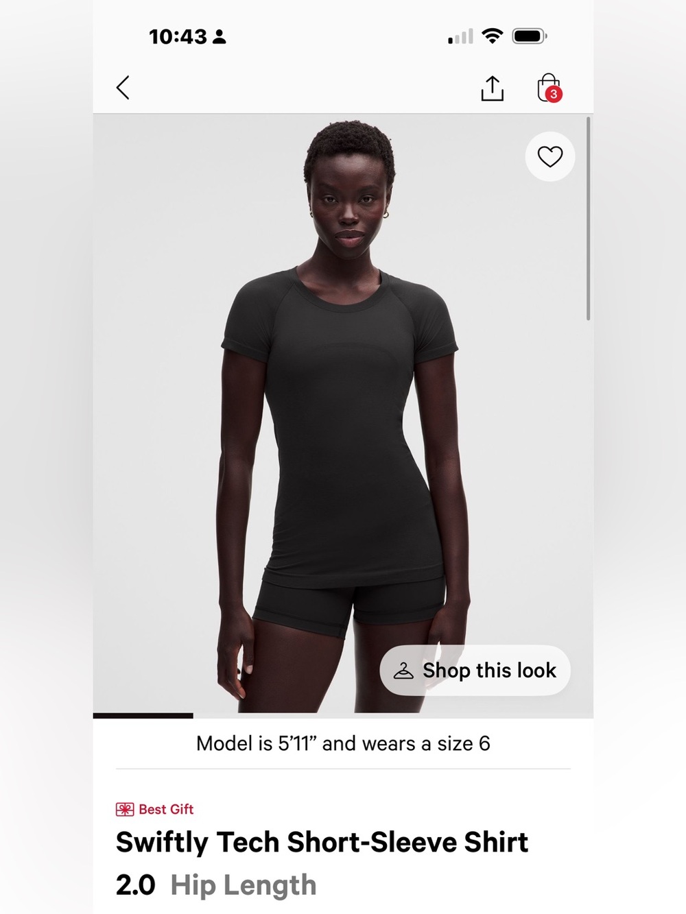 lululemon athletica Black Short-Sleeve Performance Tee